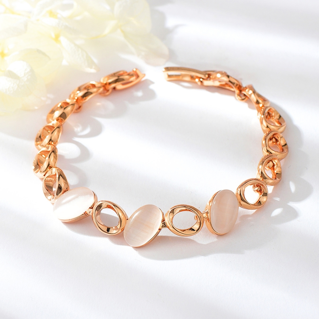 Гривна розово позлатяване овални елементи | Колекция Rose Gold