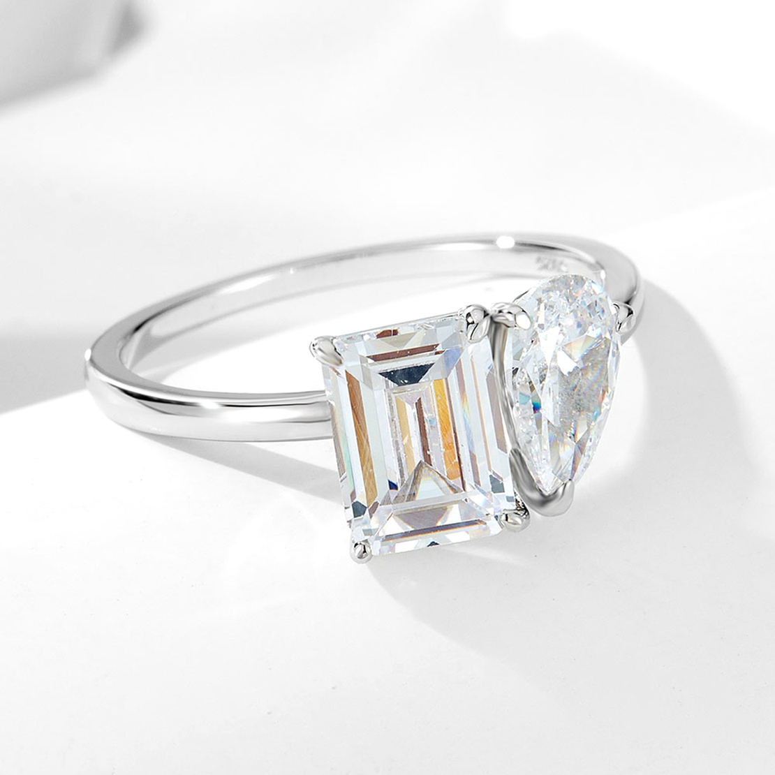 Сребърен пръстен с платина и кубични циркони 2700000071458 | Колекция Silver Premium