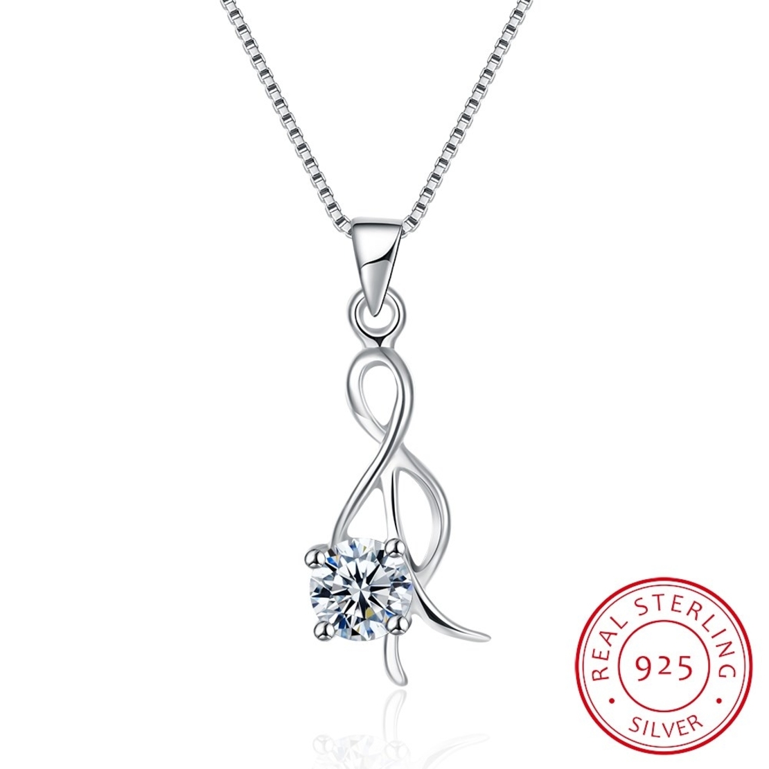 Сребърно колие Ключ Сол Swarovski Crystals | колекция Delicate Silver
