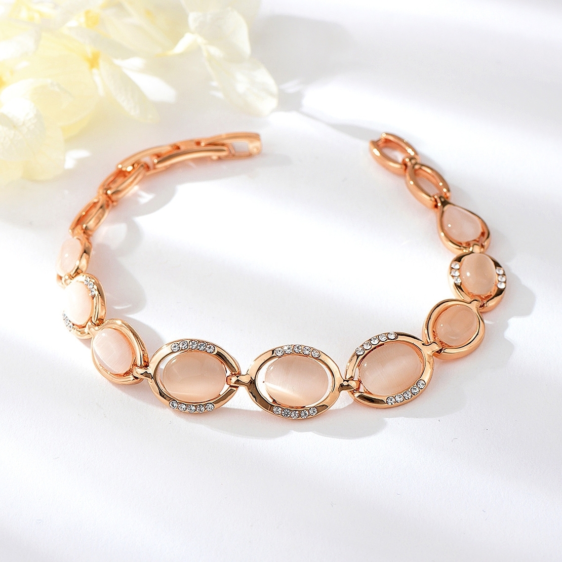 BRACELET ROSE GOLD PLATING CAT'S EYE