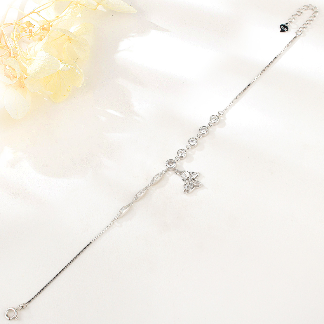 Сребърна гривна Пеперуди с родий 2700000051788 | колекция Delicate Silver