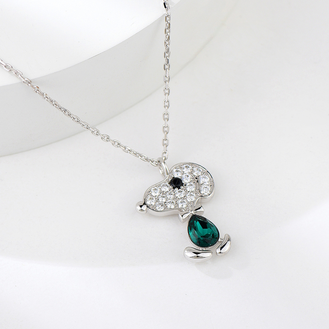 Сребърно колие Анимационен Герой в зелено | колекция Delicate Silver