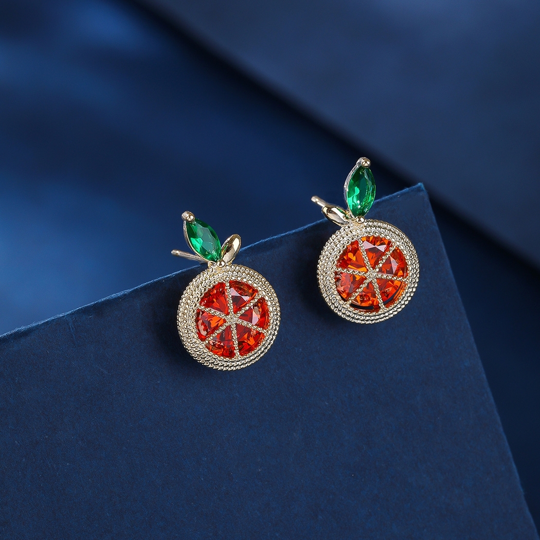 GRAPEFRUIT YELLOW GOLD PLATED EARRINGS