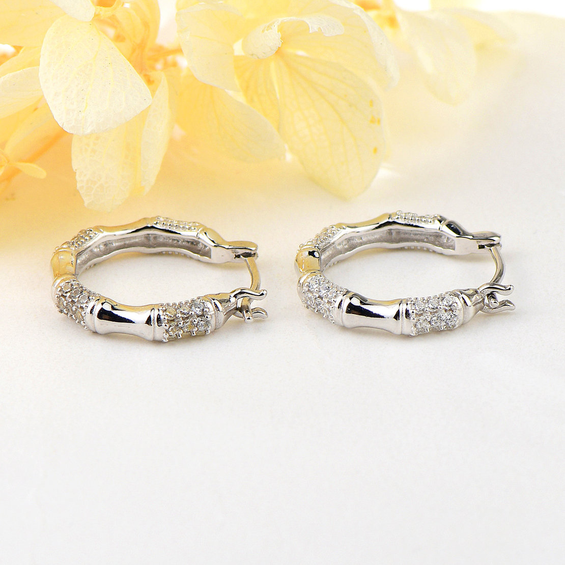 Сребърни обеци Халки с родий 2700000052303 | колекция Delicate Silver