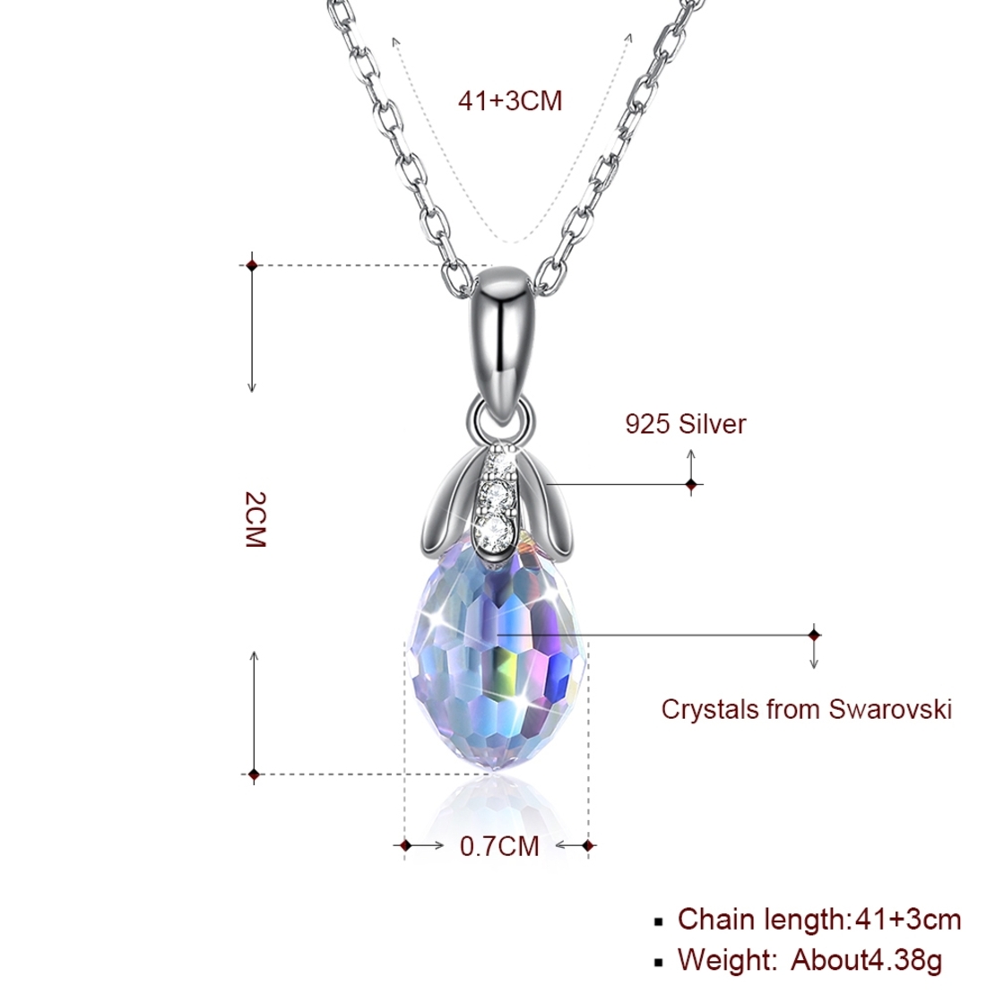 Сребърно колие Swarovski Crystals | колекция Delicate Silver | 2700000027486