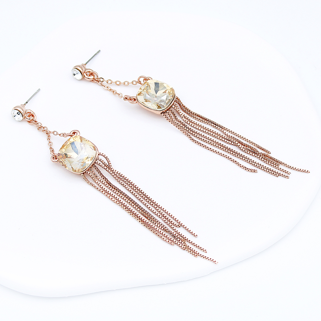Обеци розово позлатяване кристали Swarovski | Колекция Rose Gold