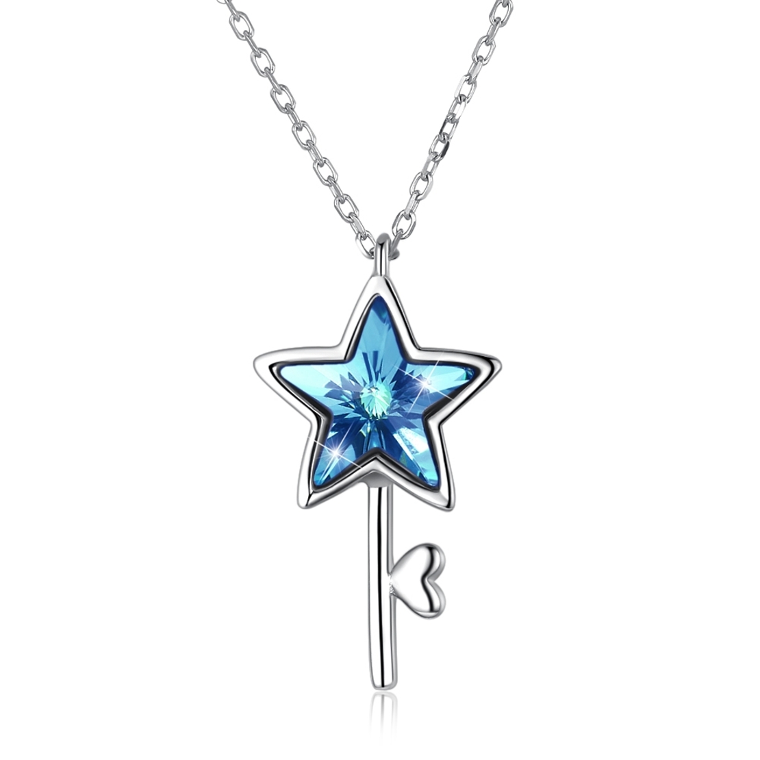 Сребърно колие звезда син Swarovski Crystals | колекция Delicate Silver