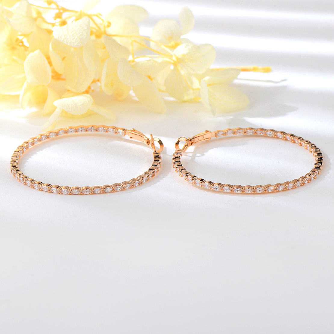 Сребърни обеци халки розово позлатяване 2700000045039 | колекция Delicate Silver