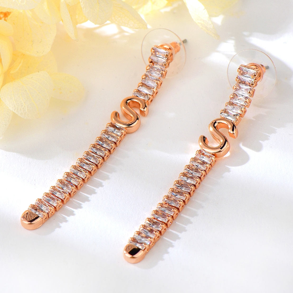 Обеци розово позлатяване висящи 2000004022020 | Колекция Rose Gold