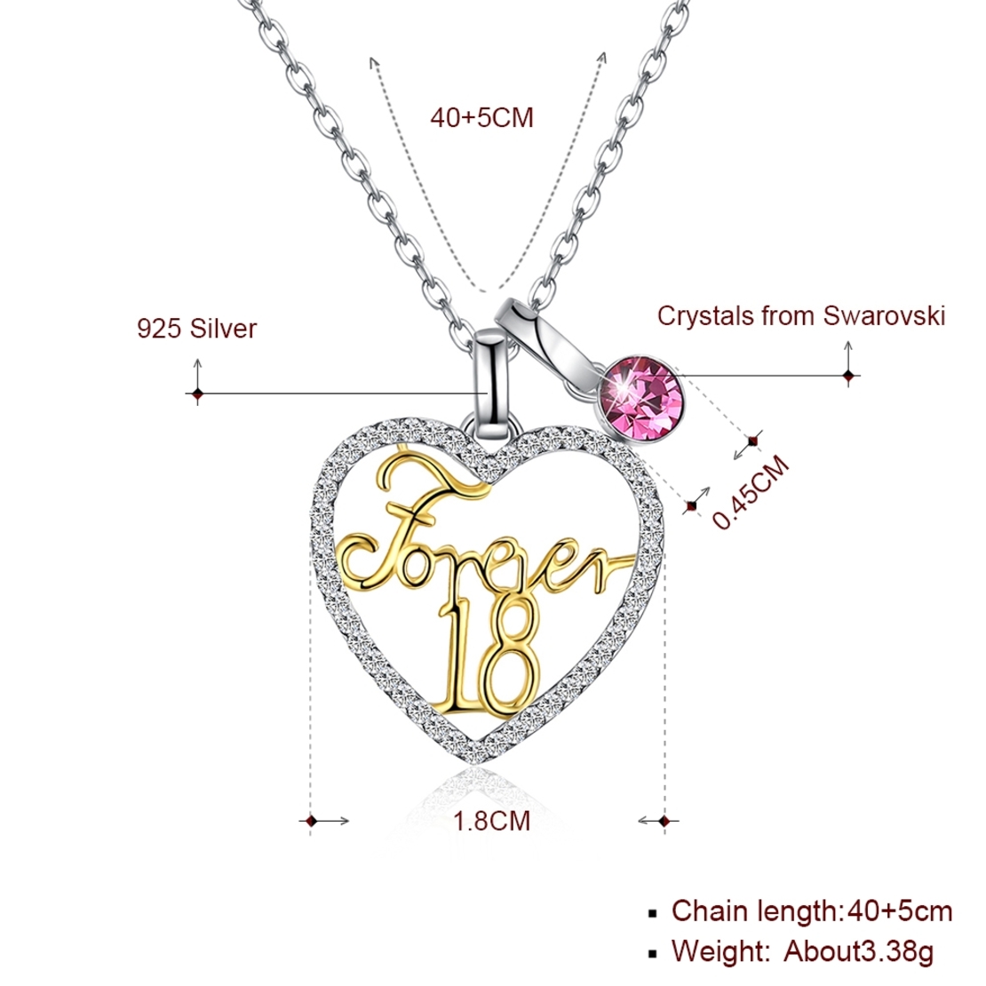 Сребърно колие Сърце Swarovski Crystals | колекция Delicate Silver