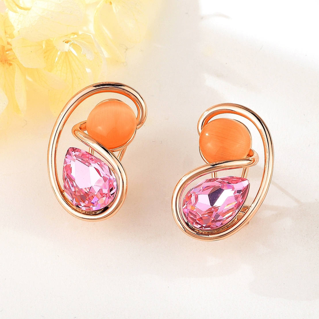 Обеци розово позлатяване абстрактна форма | Колекция Rose Gold