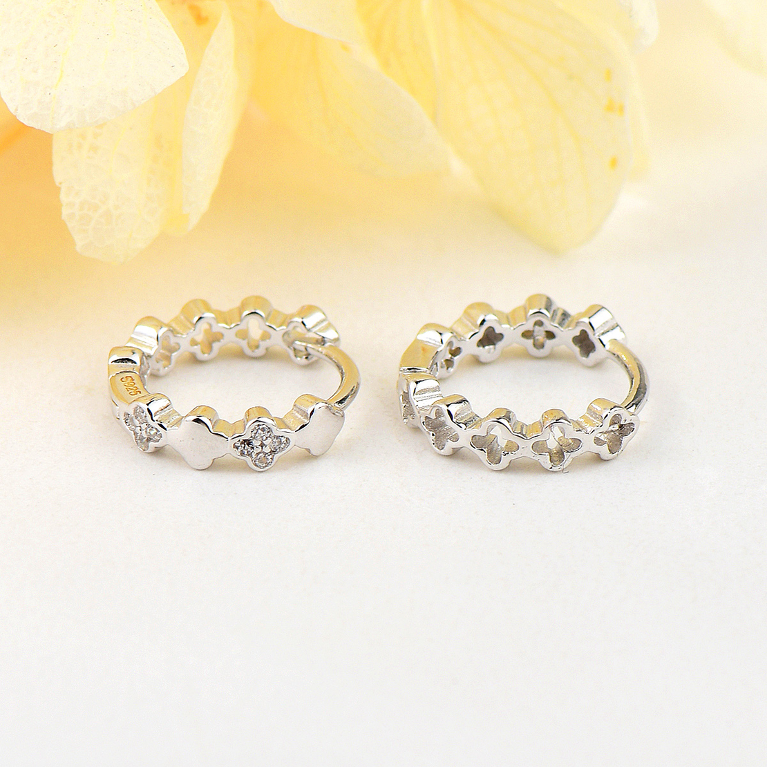 Сребърни обеци Халки с родий 2700000052969 | колекция Delicate Silver
