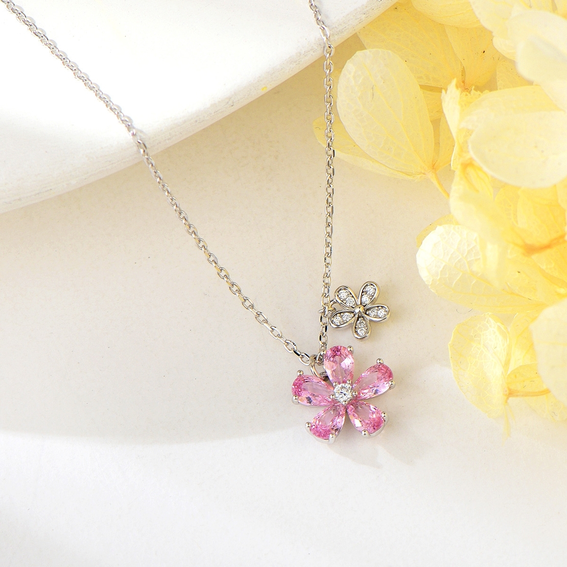 Сребърно колие розово цвете | колекция Delicate Silver
