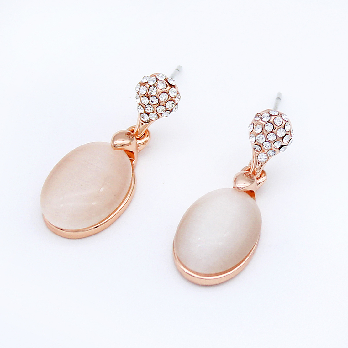 Обеци розово позлатяване котешко око 1000000000313 | Колекция Rose Gold