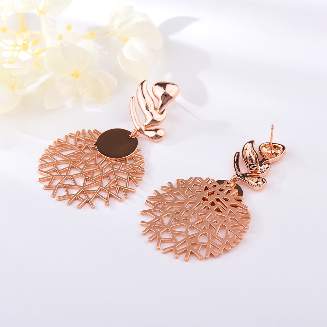 Обеци розово позлатяване дълги висящи 2000004021344 | Колекция Rose Gold