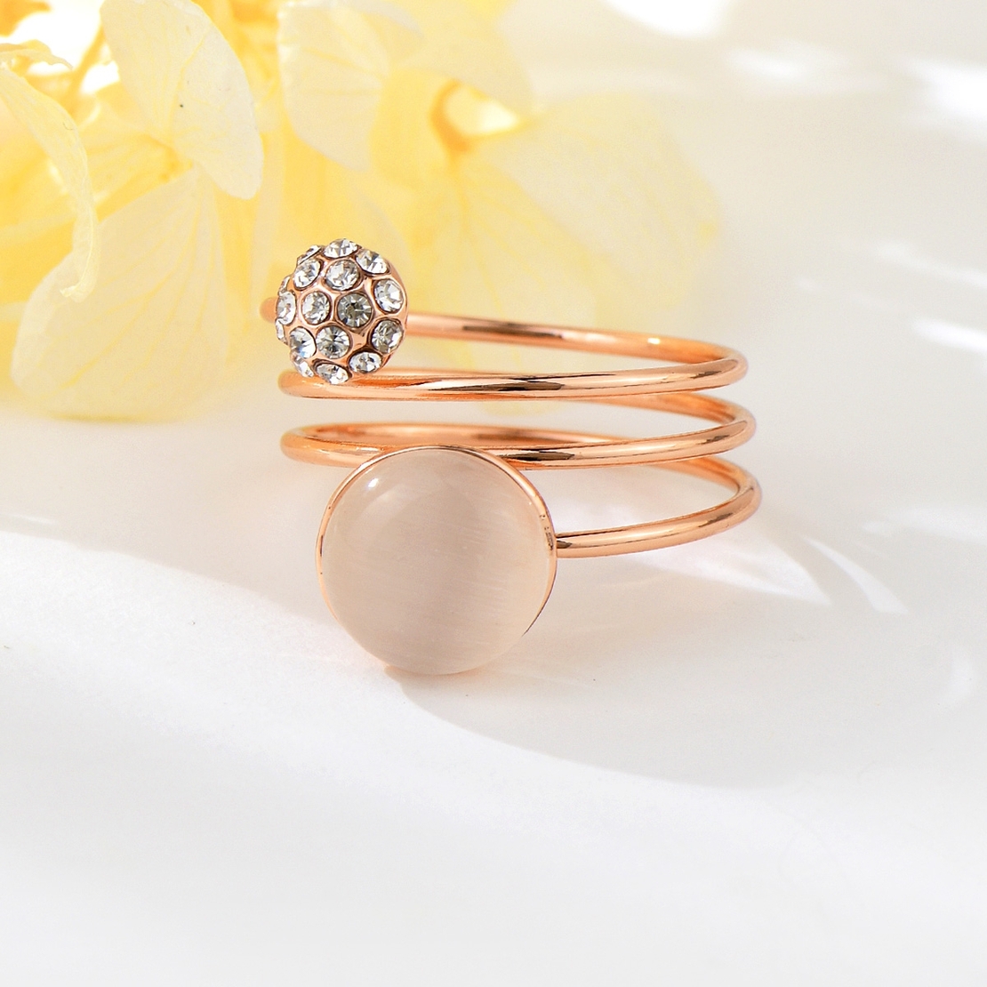 Пръстен розово позлатяване котешко око K300468R | Колекция Rose Gold