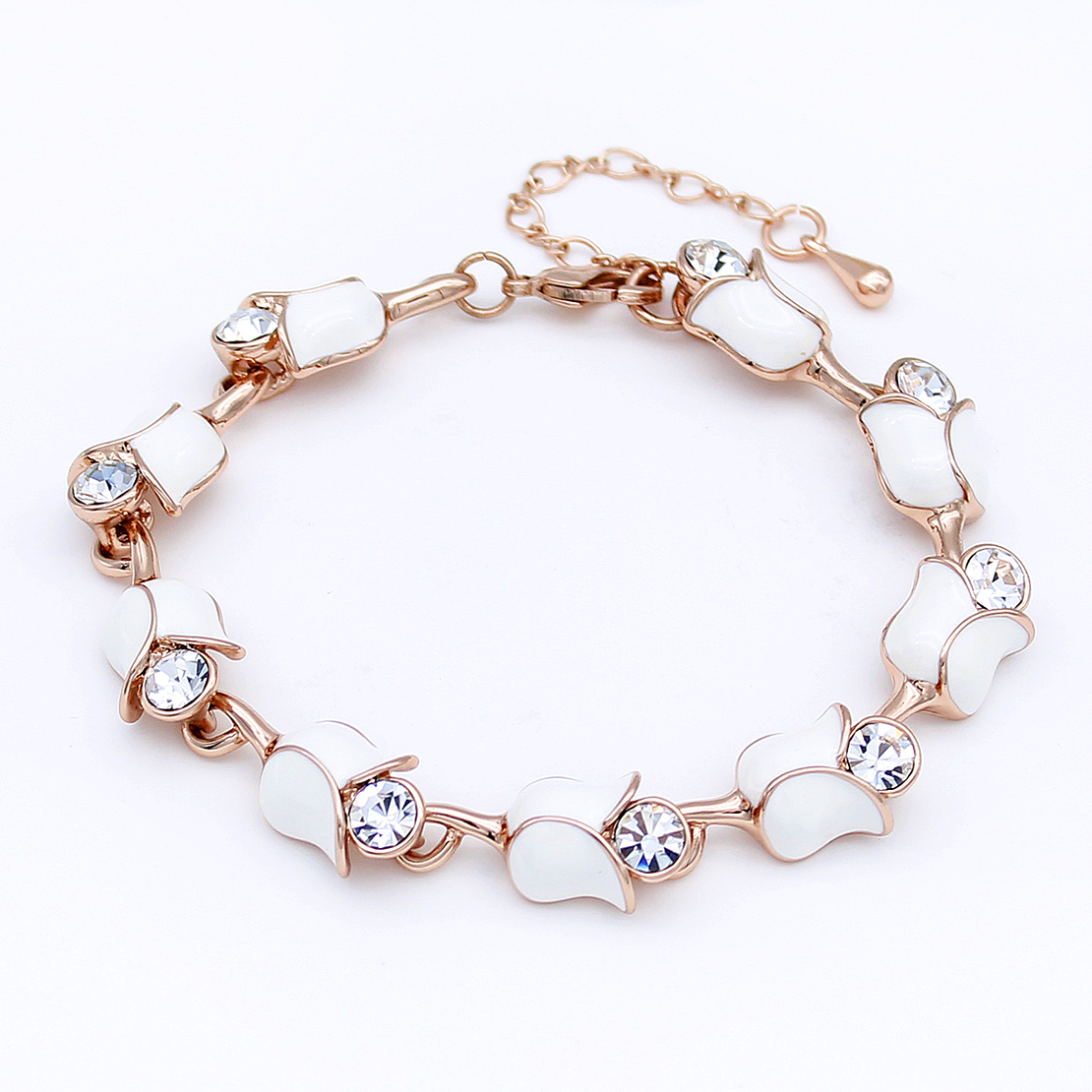 Гривна розово позлатяване бели лалета | Колекция Rose Gold