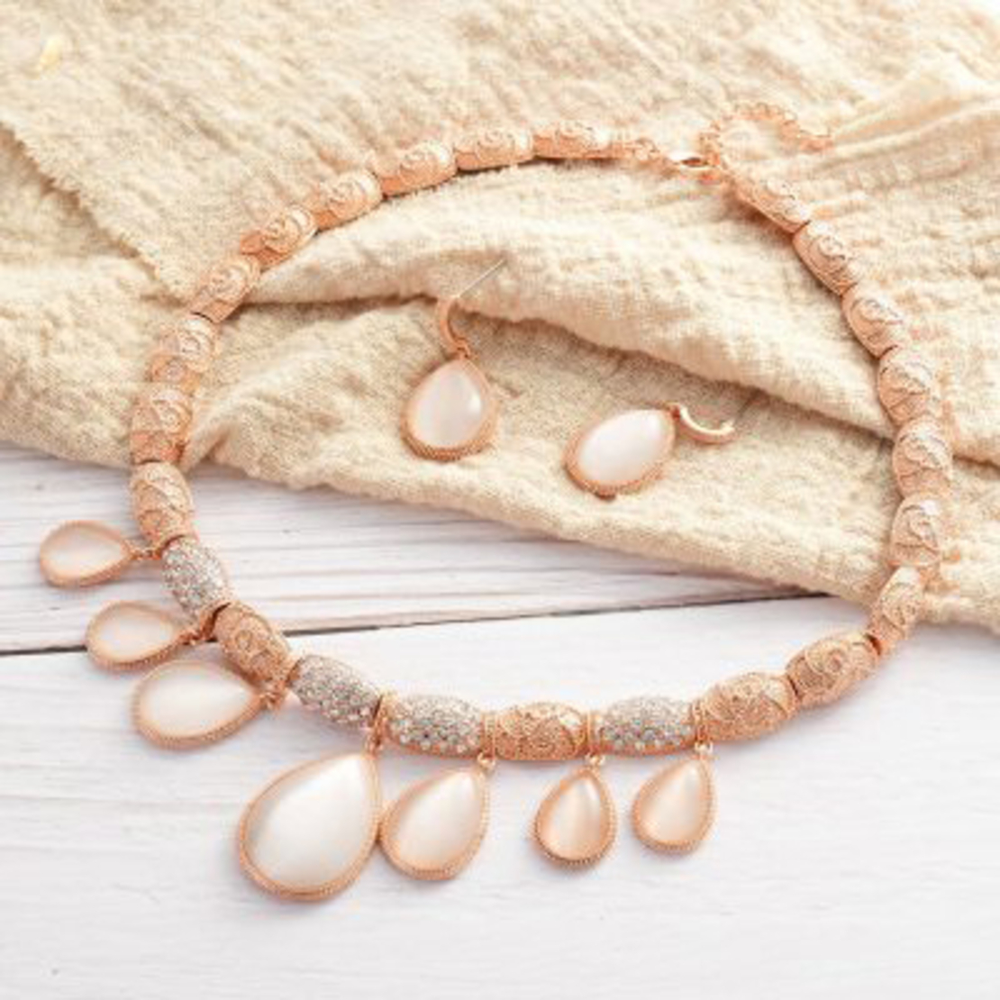 Комплект розово позлатяване с котешко око LSS30 | Колекция Rose Gold