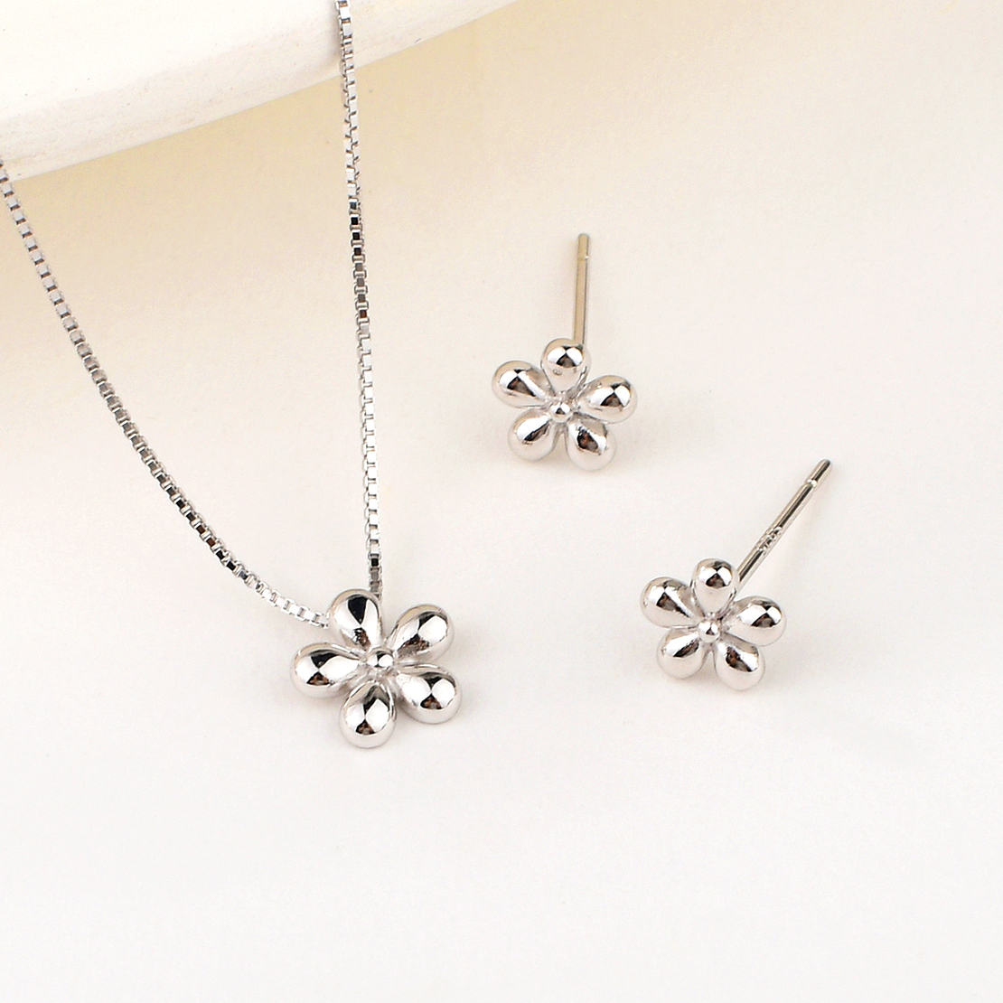 Сребърен комплект Цвете с родий 2700000049655 | колекция Delicate Silver