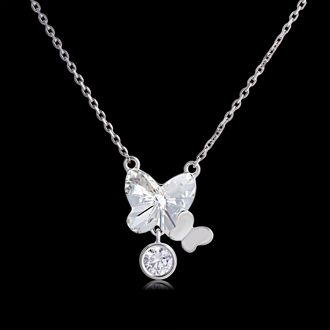 Сребърно колие Пеперуда Swarovski Crystals | колекция Delicate Silver