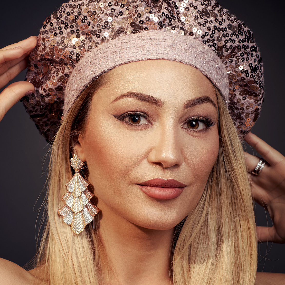 Обеци трицветно позлатяване с кристали Swarovski 2000000001463