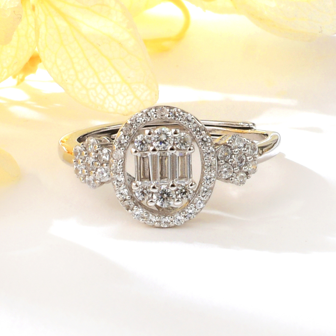 Сребърен пръстен с платина и кубични циркони SN18337 | Колекция Silver Premium