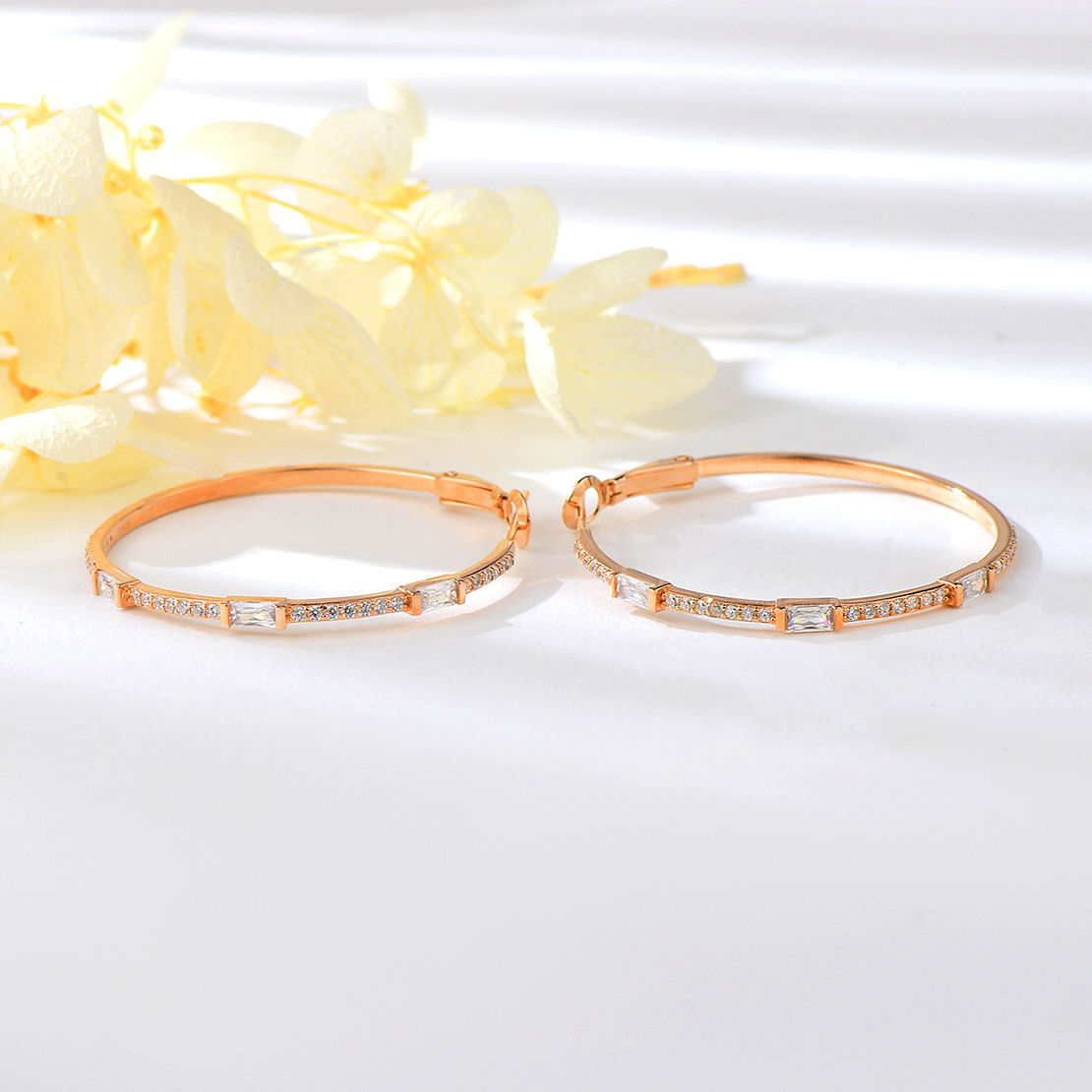 Сребърни обеци халки розово позлатяване 2700000044742 | колекция Delicate Silver