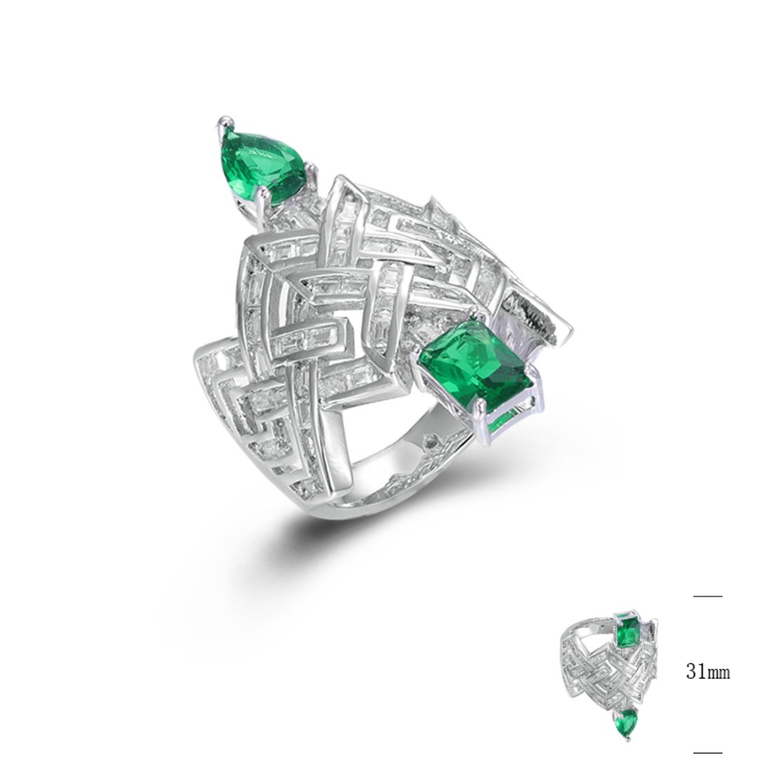 Сребърен пръстен Цвят изумруд SJ44784 | Колекция Silver Premium