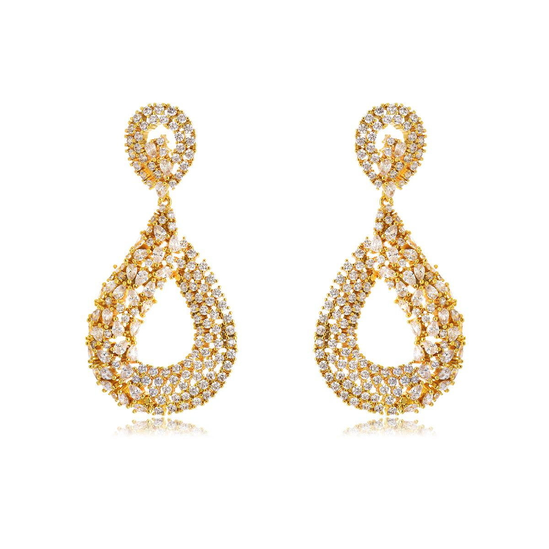 Обеци жълто позлатяване 'Капки' с кристали Swarovski 2405112586318
