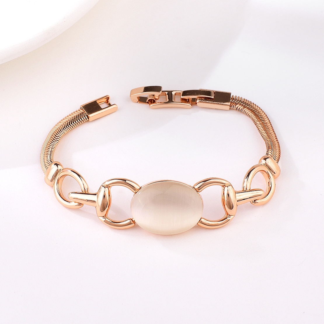 BRACELET ROSE GOLD PLATING CAT'S EYE