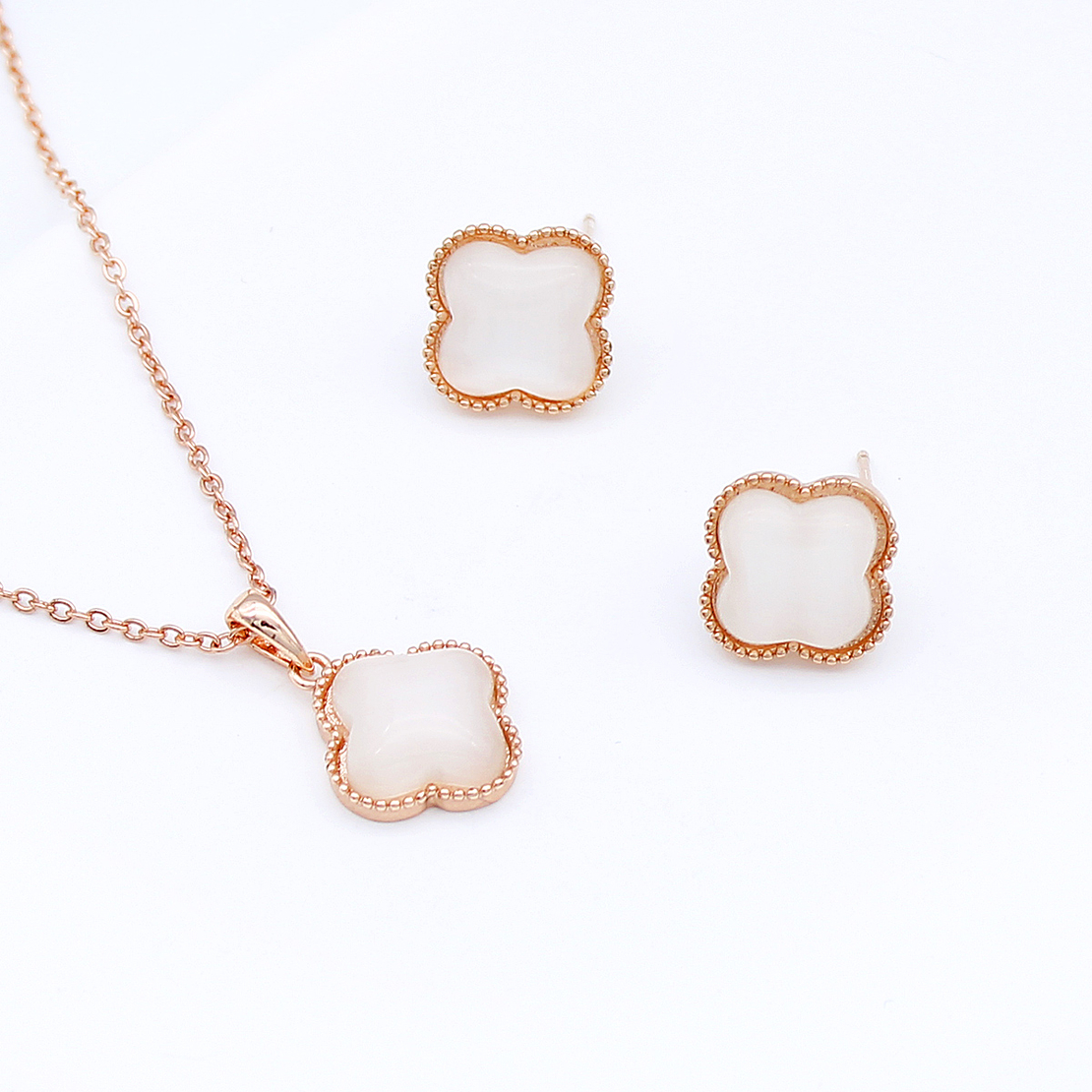 Комплект розово позлатяване стилизирани цветя | Колекция Rose Gold