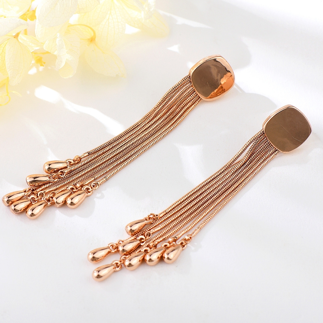 Обеци розово позлатяване пискюли 2000000084565 | Колекция Rose Gold