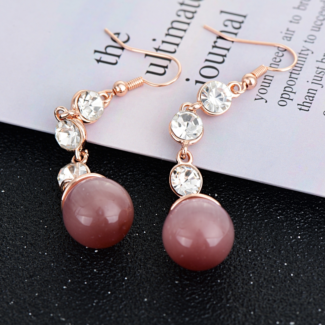 Обеци розово позлатяване дълги розови | Колекция Rose Gold