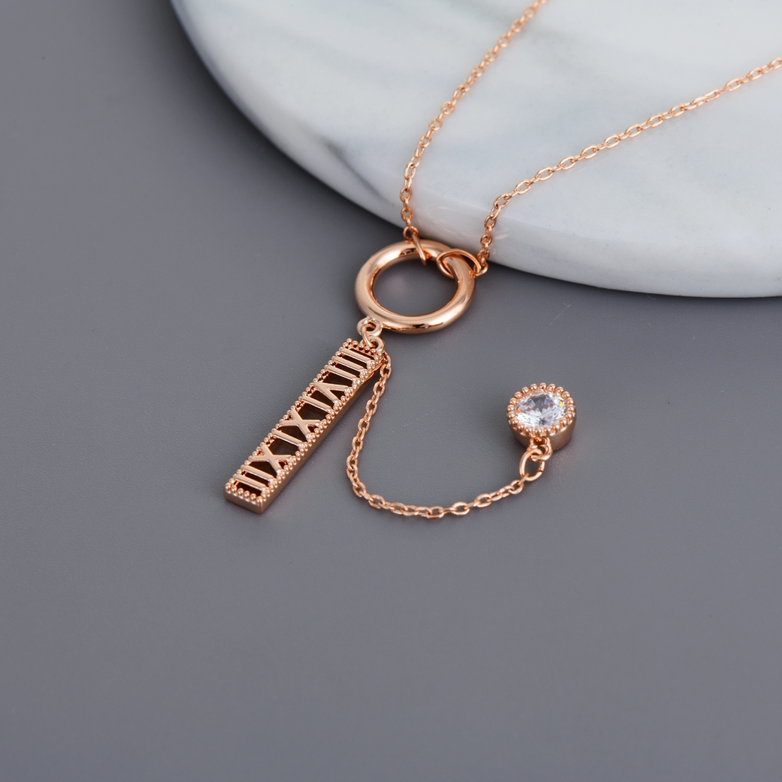 Roman numeral necklace rose gold online