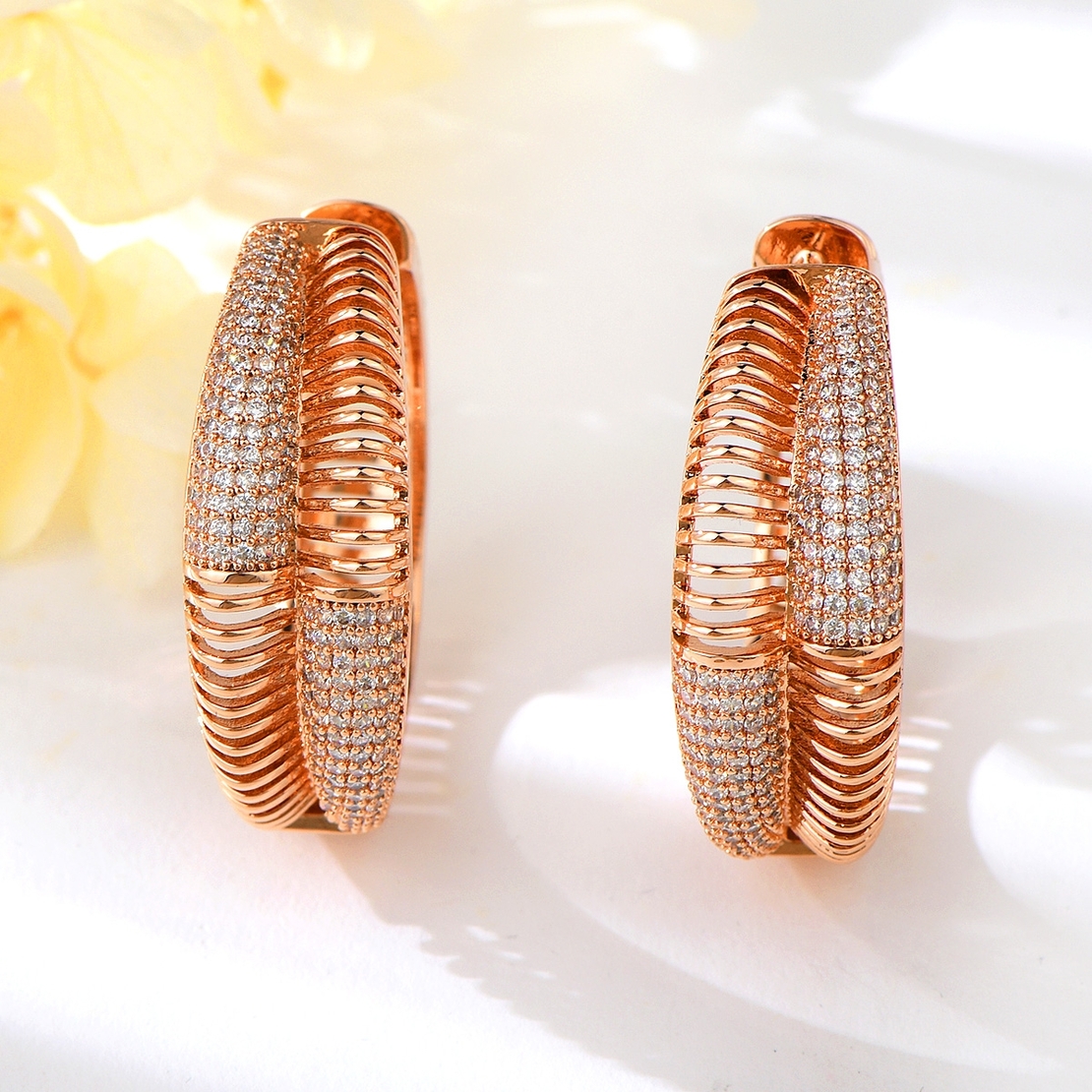 Обеци розово позлатяване халки | Колекция Rose Gold