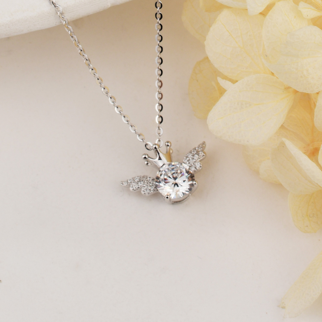 Нежно сребърно колие ангелско сърце 2700000059449 | колекция Delicate Silver