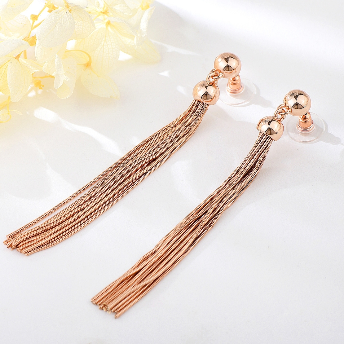 Обеци розово позлатяване пискюли 2000000084510 | Колекция Rose Gold