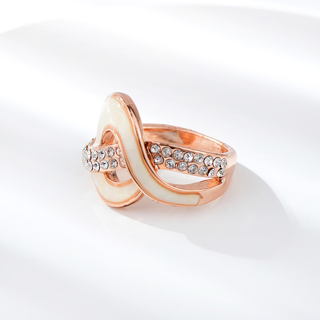 Пръстен розово позлатяване седефена безкрайност | Колекция Rose Gold
