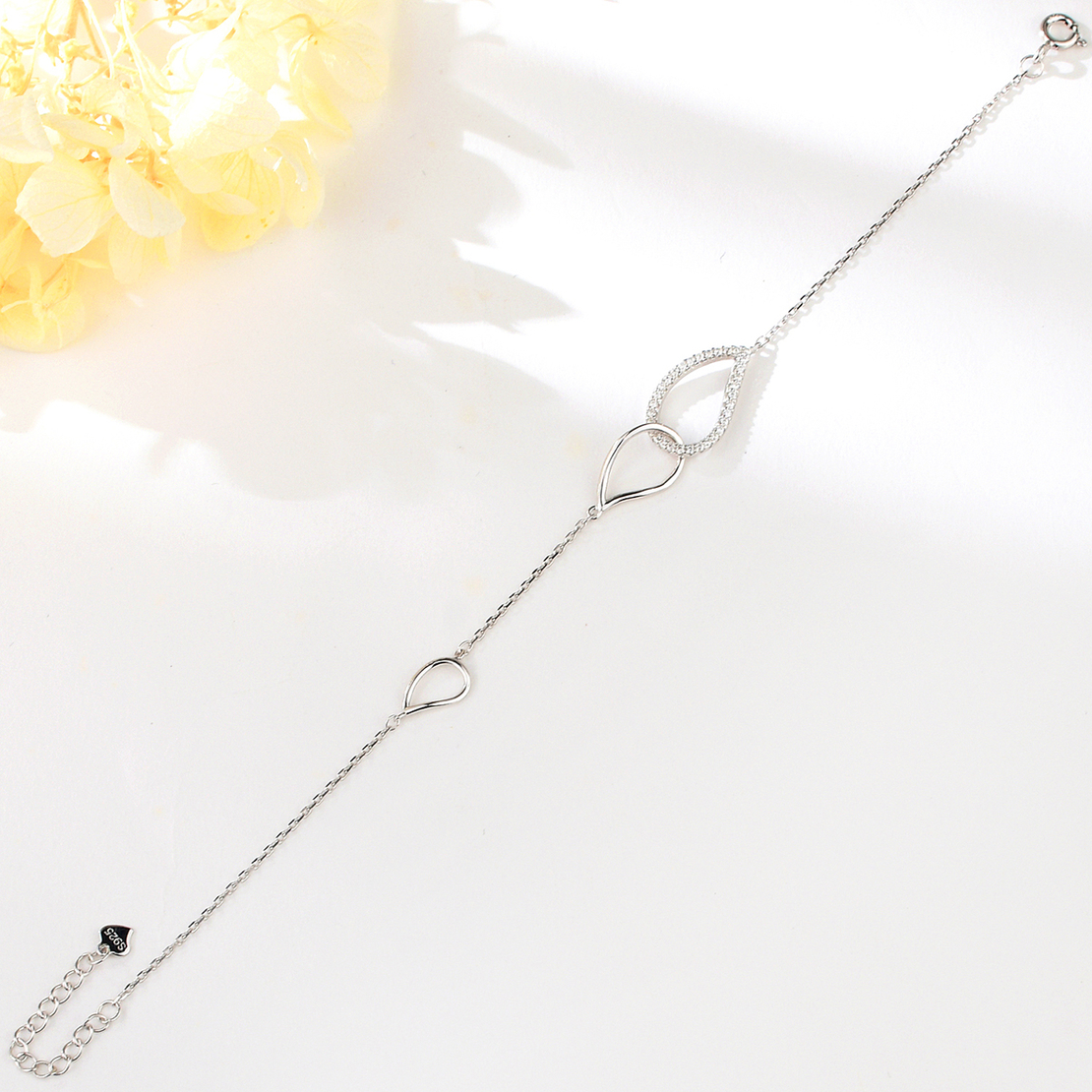 Сребърна гривна Капки с родий | колекция Delicate Silver