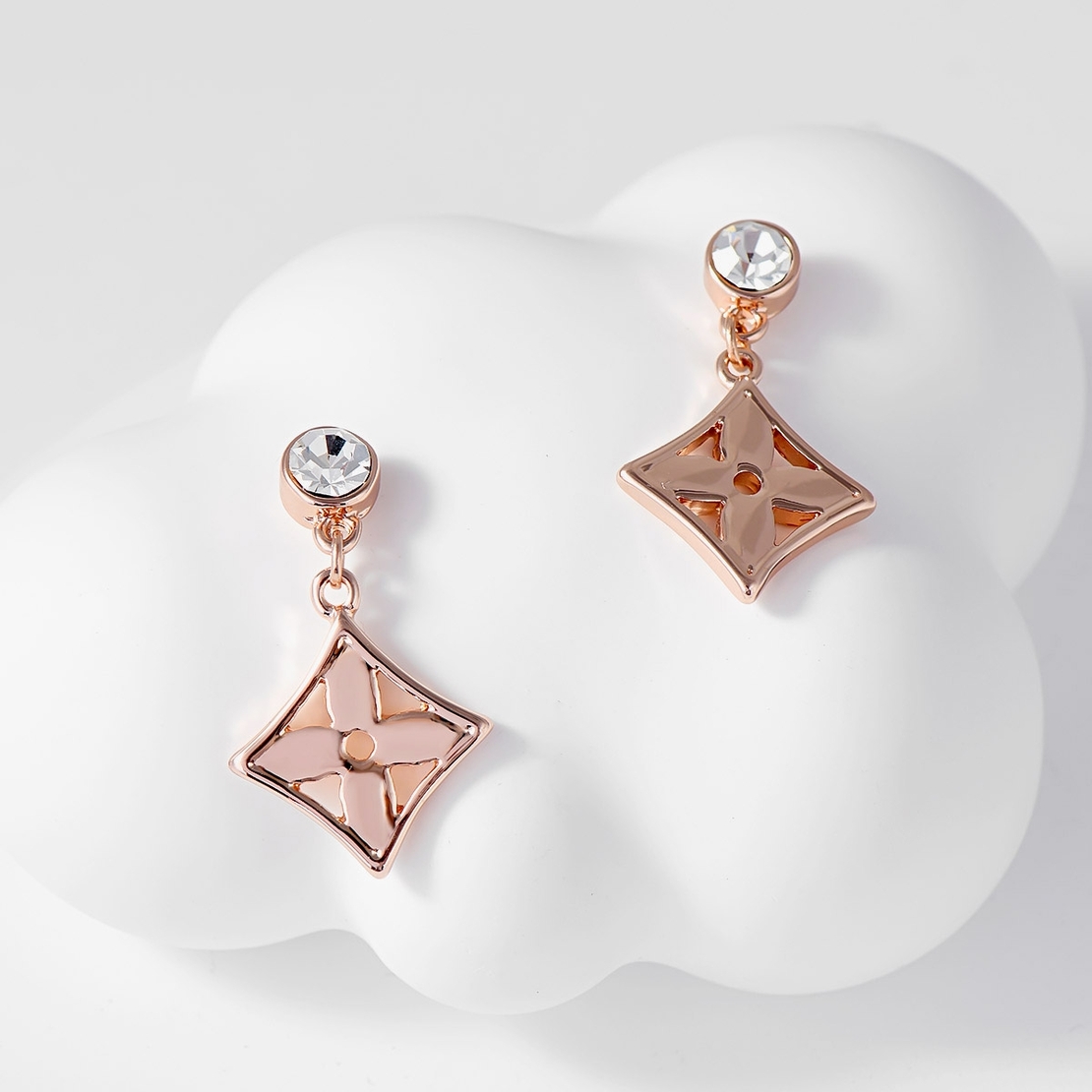 Обеци розово позлатяване цветчета 2000004021498 | Колекция Rose Gold