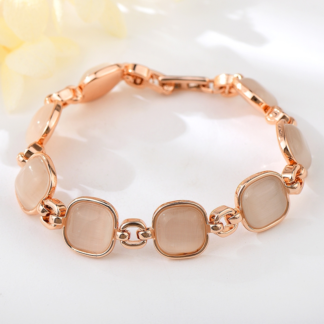 BRACELET ROSE GOLD PLATING CAT'S EYE