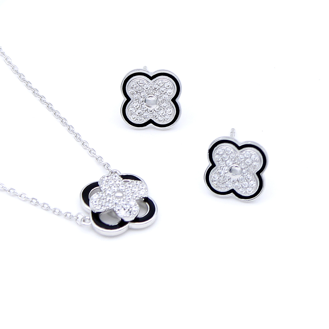 Нежен сребърен комплект стилизирани цветя 2700000069554 | колекция Delicate Silver