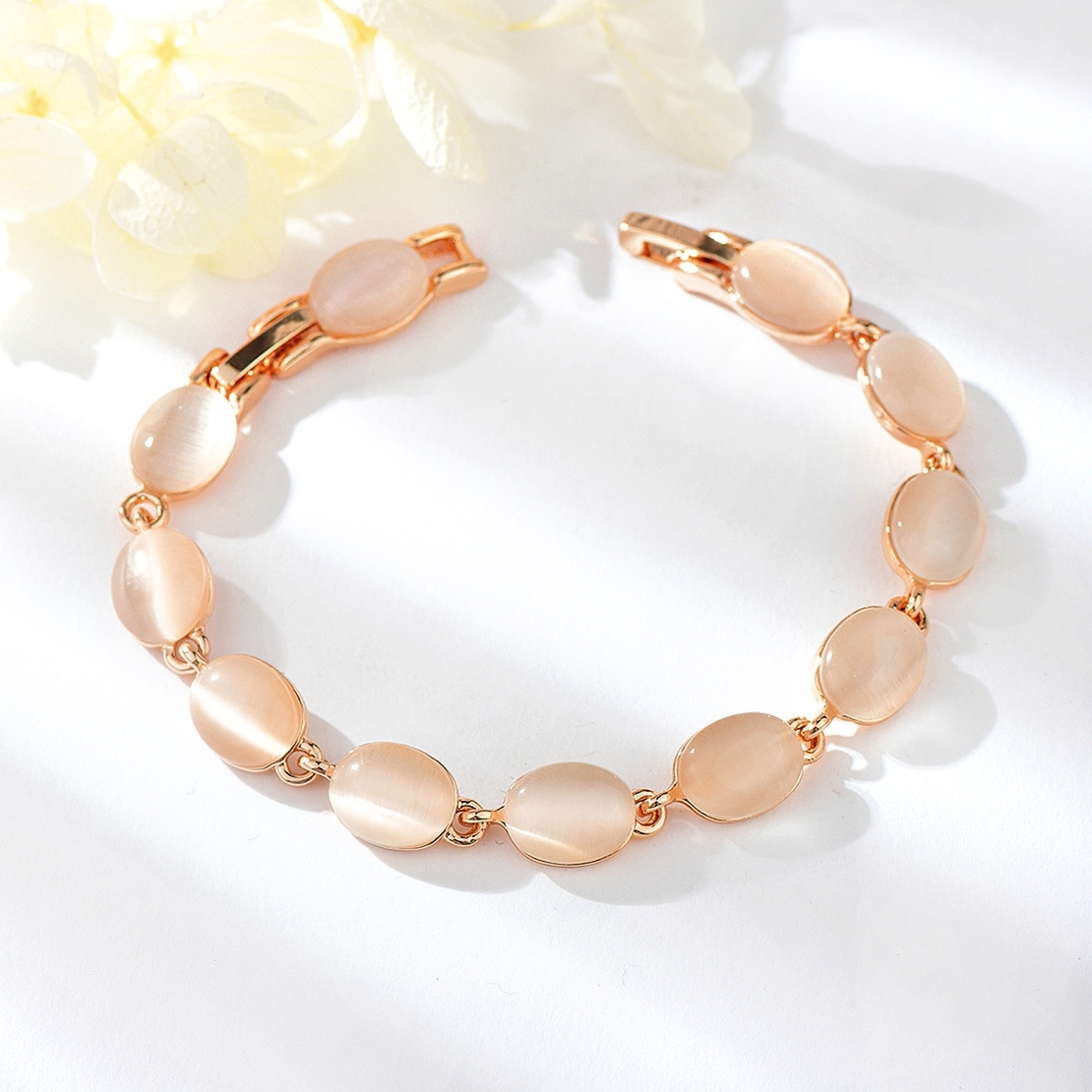 BRACELET ROSE GOLD PLATING CAT'S EYE