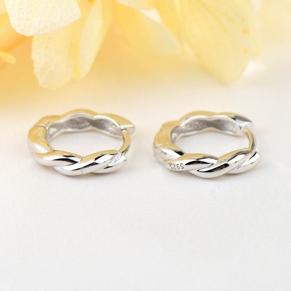 Сребърни обеци Халки с родий 2700000053249 | колекция Delicate Silver