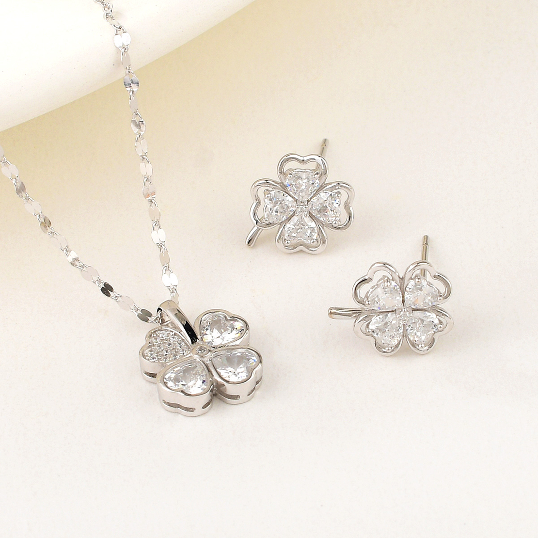 Сребърен комплект Цвете с родий 2700000052099 | колекция Delicate Silver