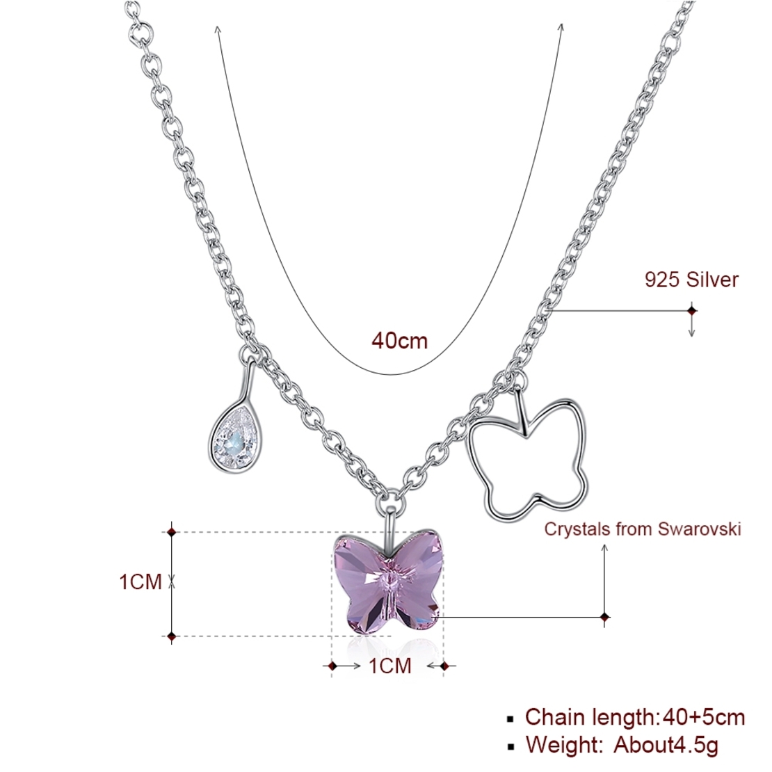 Сребърно колие Пеперуда Swarovski Crystals | колекция Delicate Silver | 2700000027554