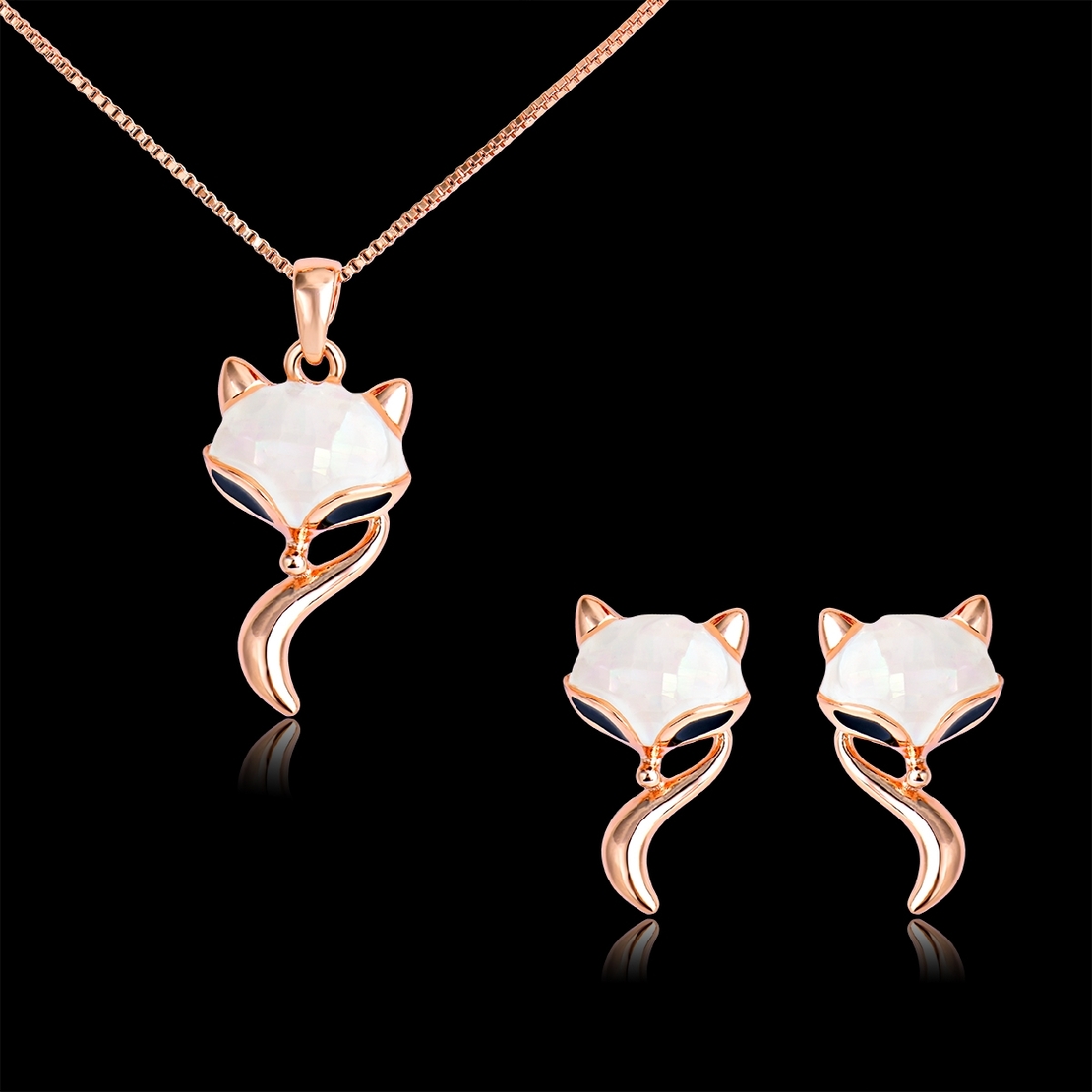 Комплект розово позлатяване лисички | Колекция Rose Gold