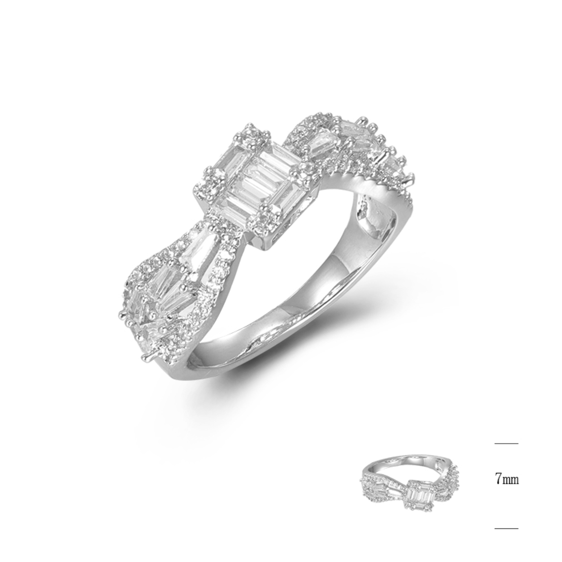 Платиниран сребърен пръстен с кубични циркони SJ45279R | Колекция Silver Premium