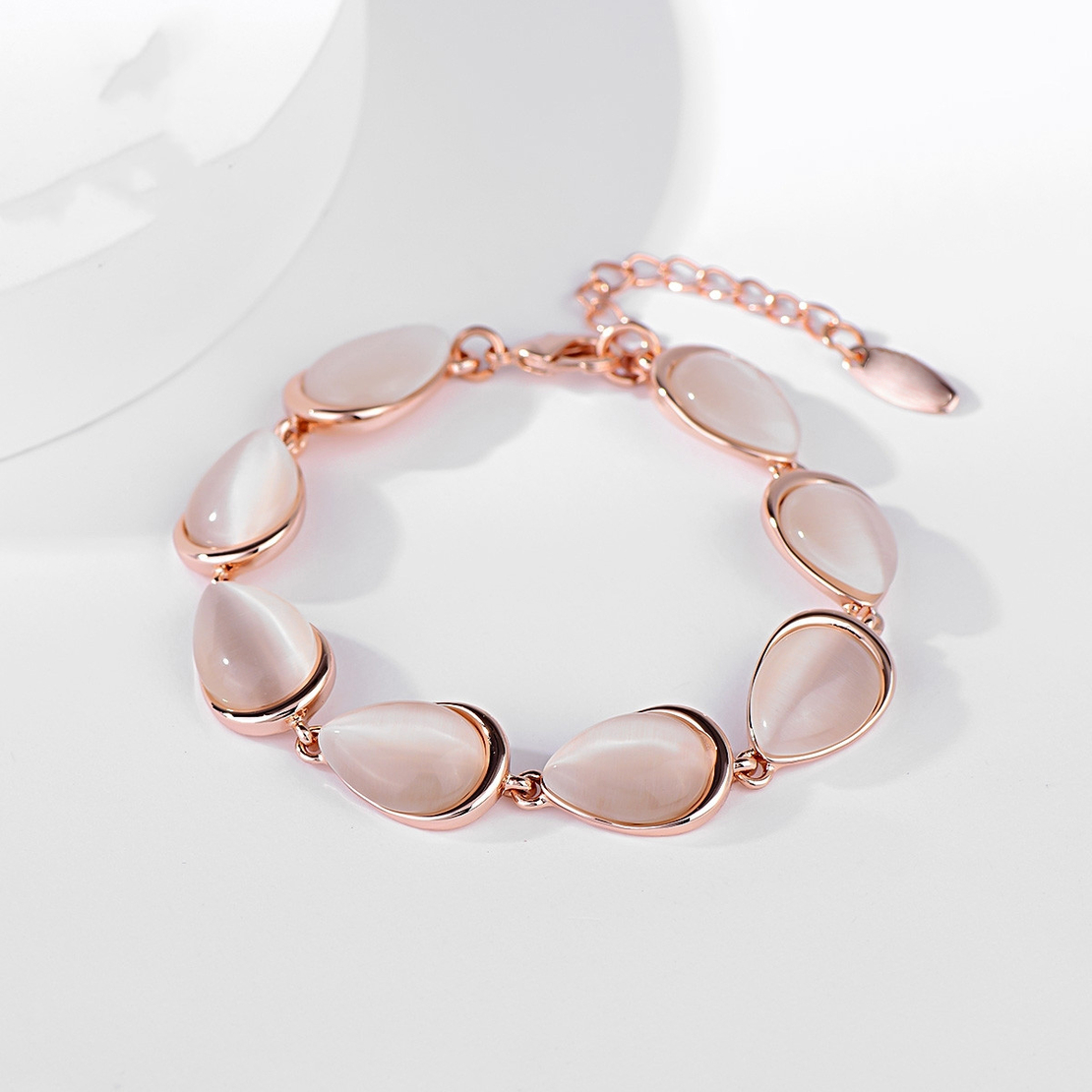 Гривна розово позлатяване с камък котешко око 2200000015082 | Колекция Rose Gold