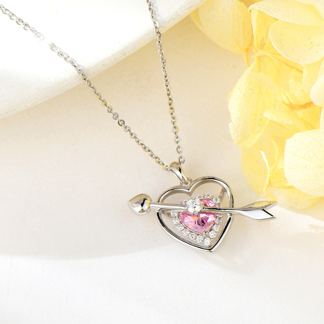 Сребърно колие Сърце със стрела с кристали Swarovski | колекция Delicate Silver